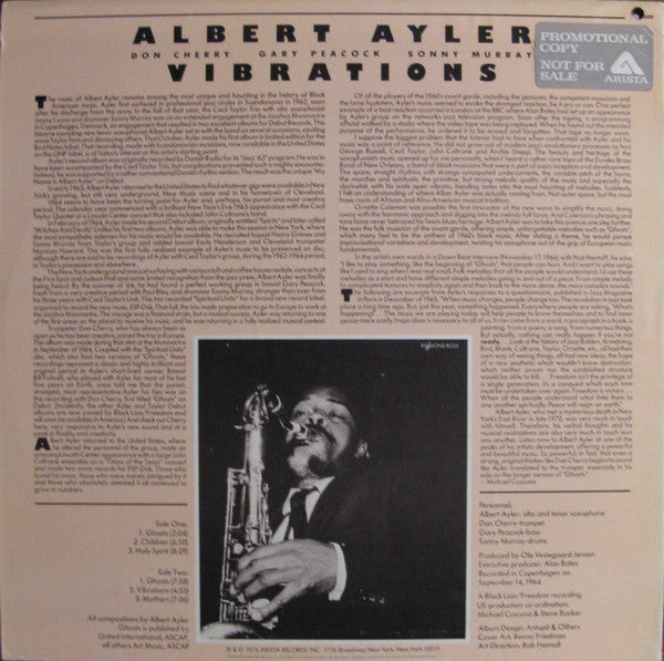 Albert Ayler : Vibrations (LP, Album, Promo, RE, Ter)