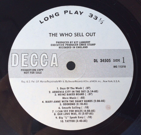 The Who : The Who Sell Out (LP, Album, Mono, Promo, Ban)