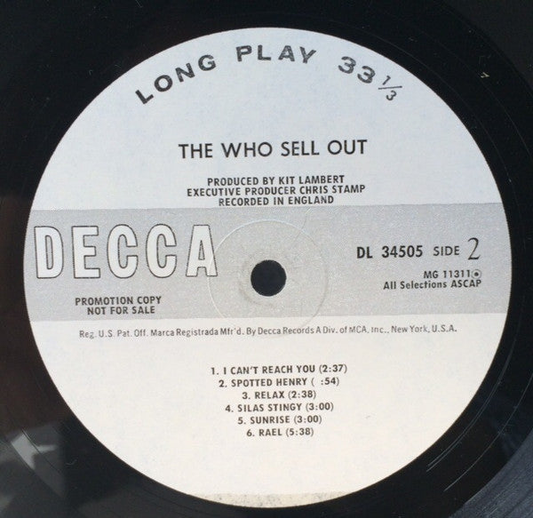 The Who : The Who Sell Out (LP, Album, Mono, Promo, Ban)