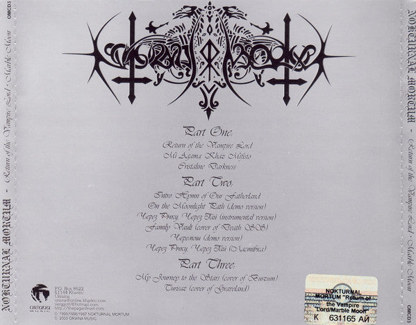 Nokturnal Mortum : Return Of The Vampire Lord / Marble Moon (CD, Comp, RE)