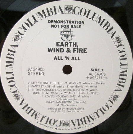 Earth, Wind & Fire : All 'N All (LP, Album, Promo, Gat)