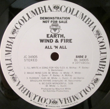 Earth, Wind & Fire : All 'N All (LP, Album, Promo, Gat)