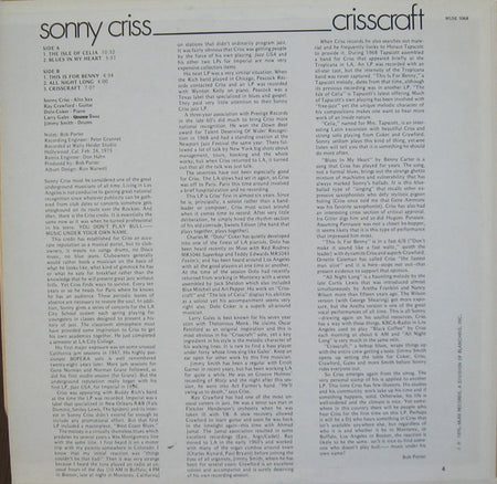 Sonny Criss : Crisscraft (LP, Album)