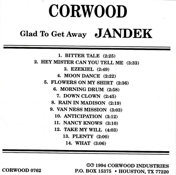 Jandek : Glad To Get Away (CD, Album)