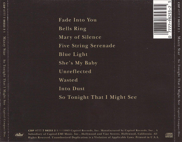 Mazzy Star : So Tonight That I Might See (CD, Album, RP, EMI)