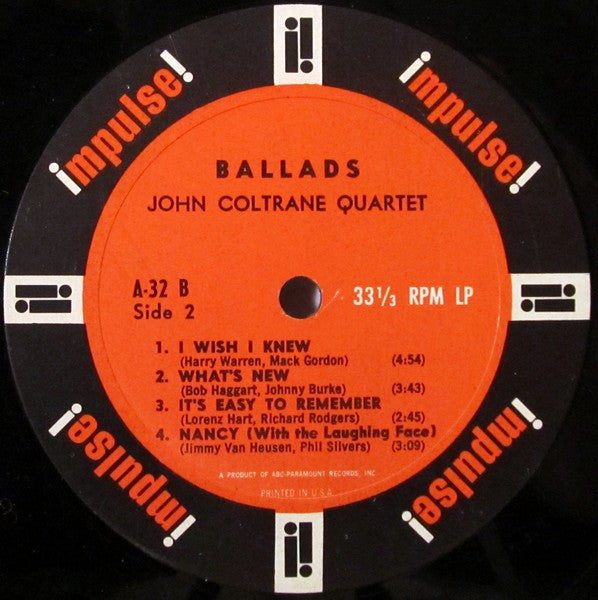 John Coltrane Quartet* : Ballads (LP, Album, Mono, RE)