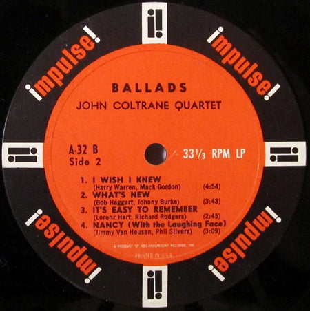 John Coltrane Quartet* : Ballads (LP, Album, Mono, RE)