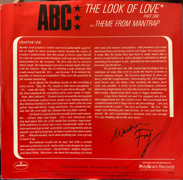 ABC : The Look Of Love (Part One) (7", Single, Styrene, PRC)