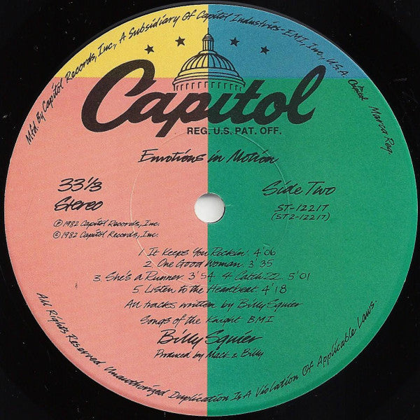 Billy Squier : Emotions In Motion (LP, Album, Jac)