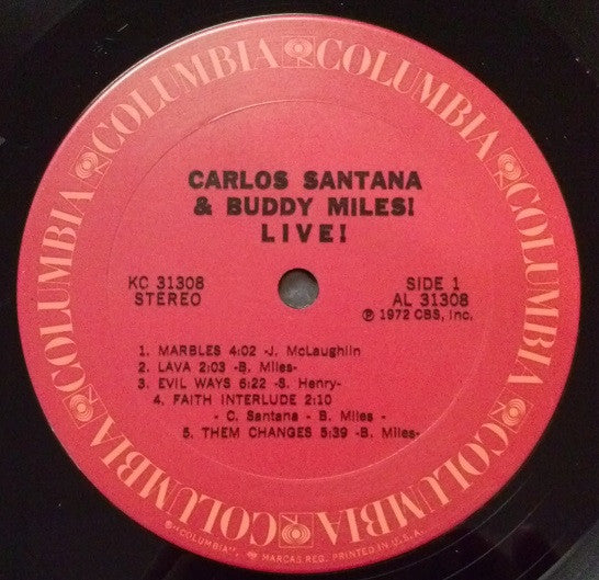 Carlos Santana And Buddy Miles : Carlos Santana & Buddy Miles! Live! (LP, Album, Gat)