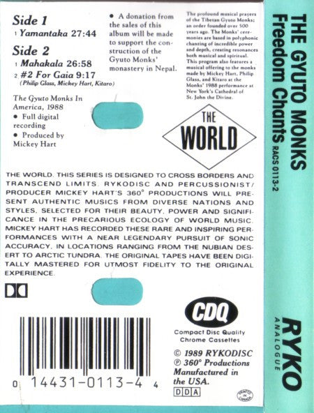 The Gyuto Monks* : Freedom Chants From The Roof Of The World (Cass)