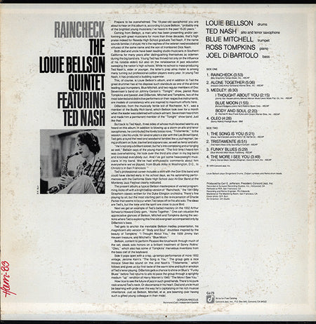 The Louie Bellson Quintet Featuring Ted Nash : Raincheck (LP, Album, RP)