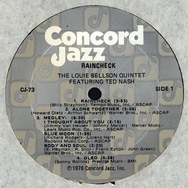 The Louie Bellson Quintet Featuring Ted Nash : Raincheck (LP, Album, RP)