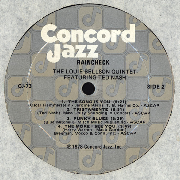 The Louie Bellson Quintet Featuring Ted Nash : Raincheck (LP, Album, RP)