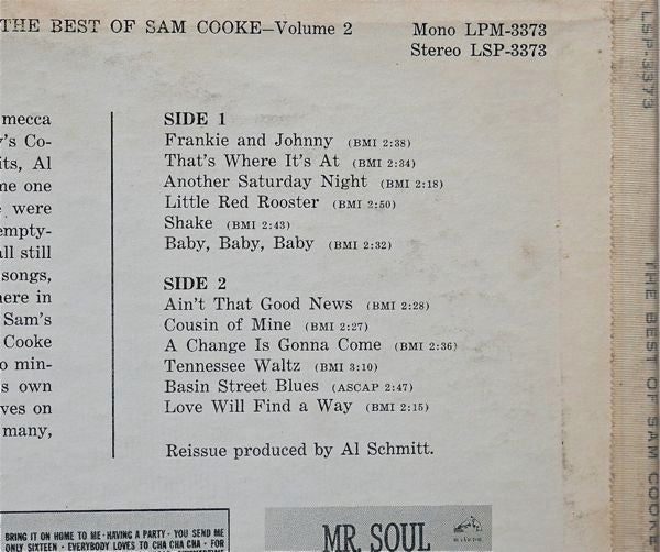 Sam Cooke : The Best Of Sam Cooke Volume 2 (LP, Comp)