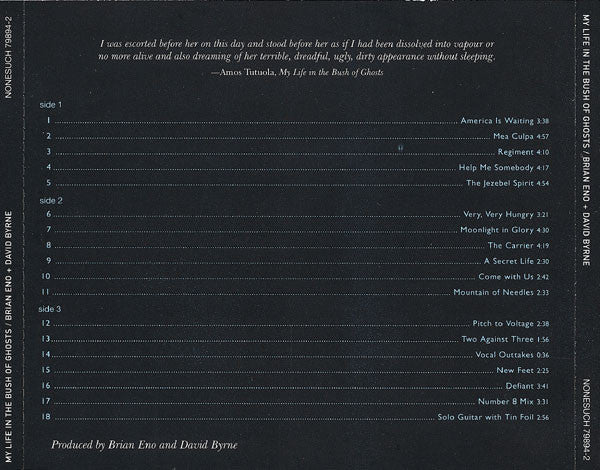 Brian Eno + David Byrne : My Life In The Bush Of Ghosts (CD, Album, Enh, RE, RM)