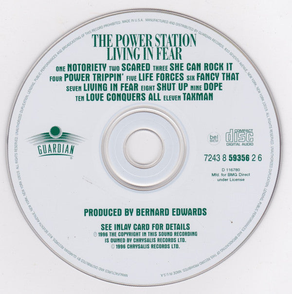 The Power Station : Living In Fear (CD, Album, Club)