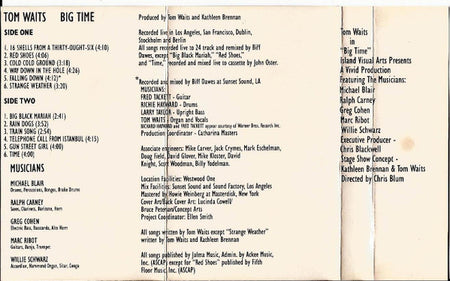 Tom Waits : Big Time (Cass, Album, SR)