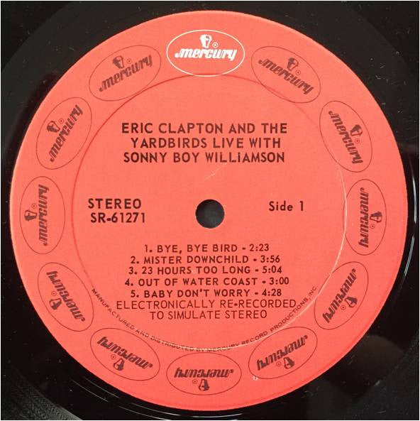 Eric Clapton and The Yardbirds With Sonny Boy Williamson (2) : Eric Clapton And The Yardbirds Live With Sonny Boy Williamson (LP, Album, RE)