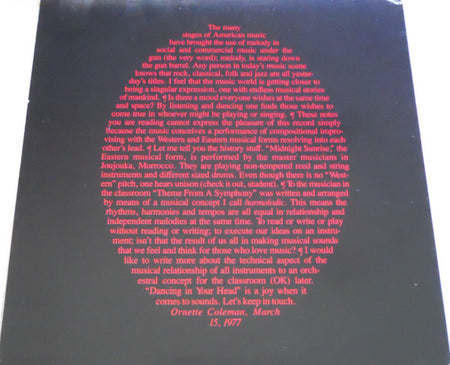 Ornette Coleman : Dancing In Your Head (LP, Album, Duo)