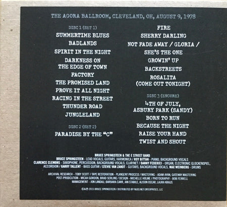 Bruce Springsteen & The E Street Band* : The Agora, Cleveland 1978 (3xCDr)