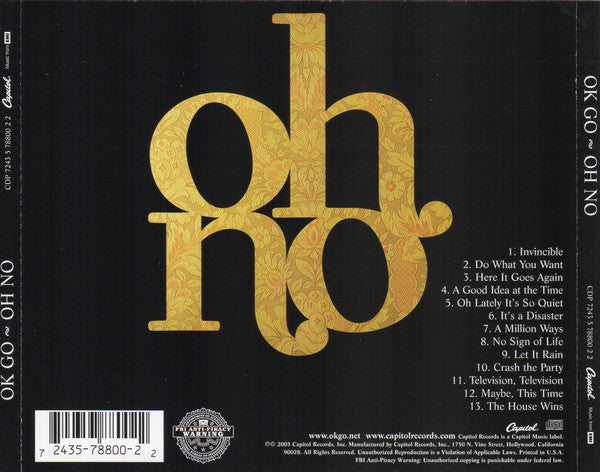 OK Go : Oh No (CD, Album)