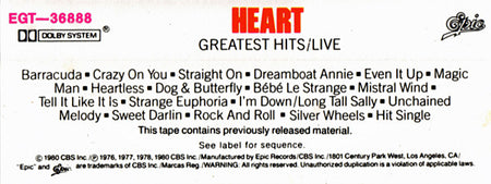 Heart : Greatest Hits/Live (Cass, Comp)