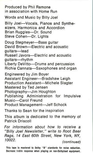 Billy Joel : Glass Houses (Cass, Album)