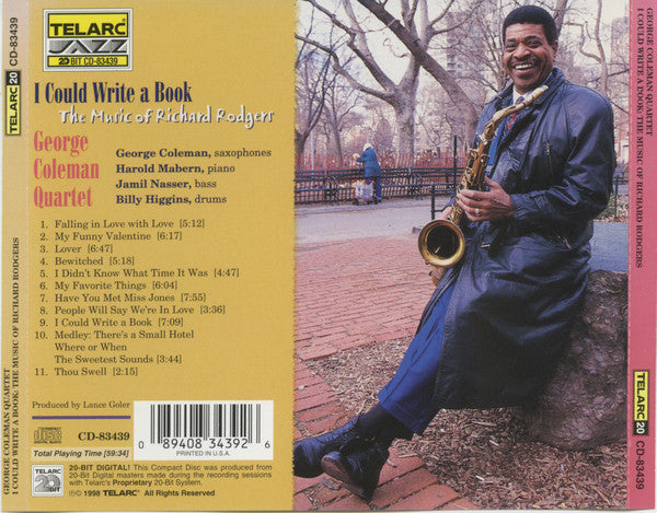 George Coleman Quartet : I Could Write A Book - The Music Of Richard Rodgers (CD, Album)