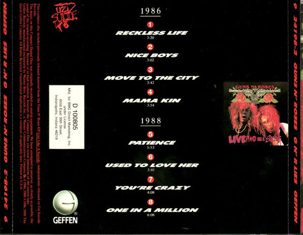 Guns N' Roses : G N' R Lies (CD, Album, Club, BMG)