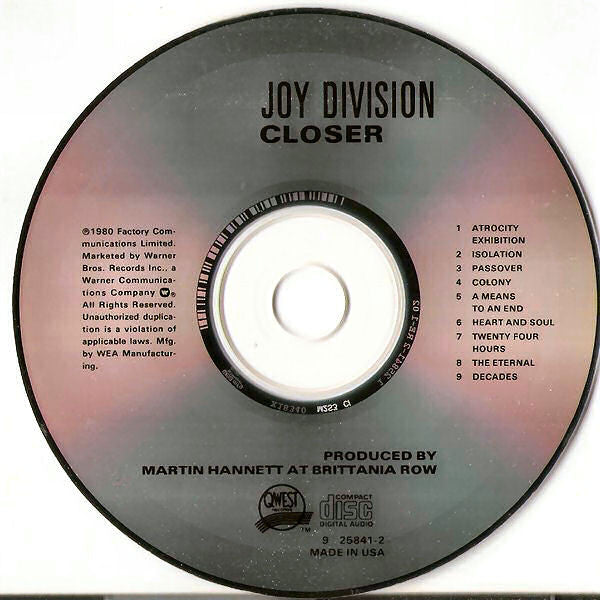 Joy Division : Closer (CD, Album, RE, RP, Cin)