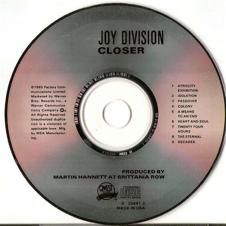 Joy Division : Closer (CD, Album, RE, RP, Cin)