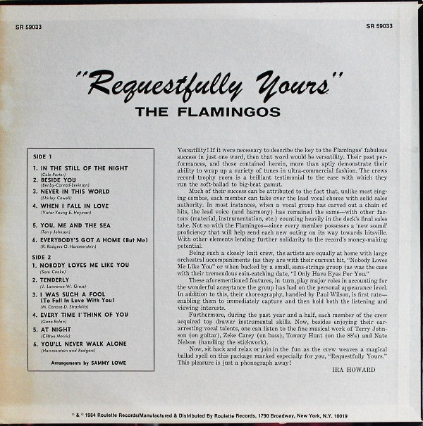 The Flamingos : Requestfully Yours (LP, Album, RE)