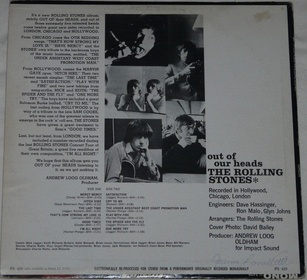 The Rolling Stones : Out Of Our Heads (LP, Album, RP, Ter)