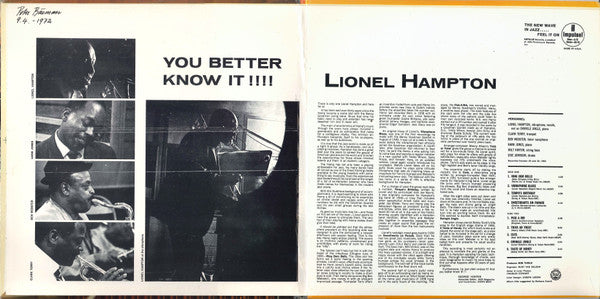 Lionel Hampton : You Better Know It!!! (LP, Album, RE, Gat)