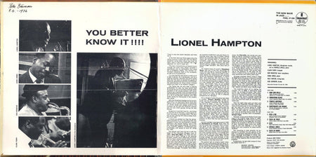 Lionel Hampton : You Better Know It!!! (LP, Album, RE, Gat)