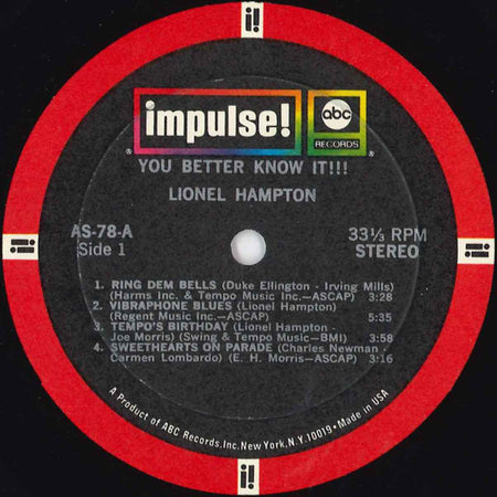 Lionel Hampton : You Better Know It!!! (LP, Album, RE, Gat)