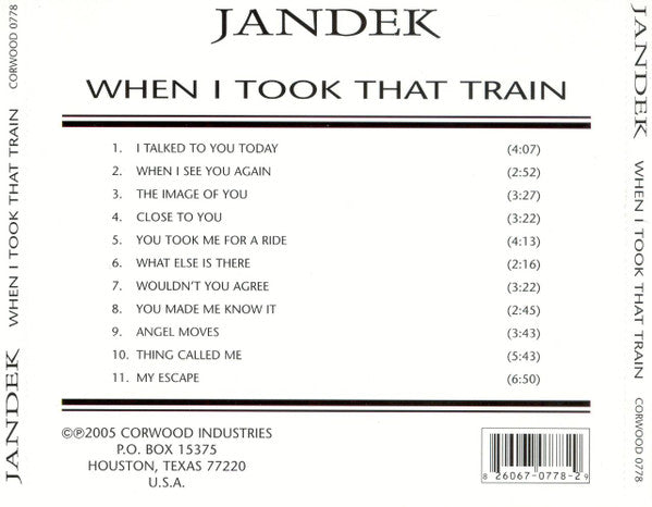 Jandek : When I Took That Train (CD, Album)