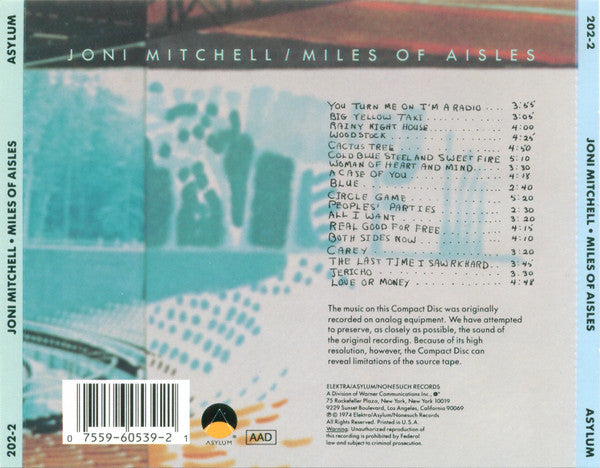 Joni Mitchell And The L.A. Express : Miles Of Aisles (CD, Album, RE)