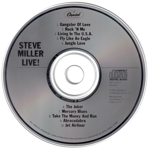 Steve Miller Band : Live! (CD, Album)