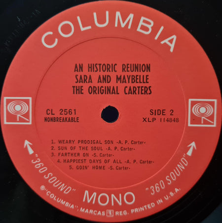 Sara Carter (2) And Maybelle Carter : An Historic Reunion: Sara And Maybelle, The Original Carters (LP, Album, Mono)