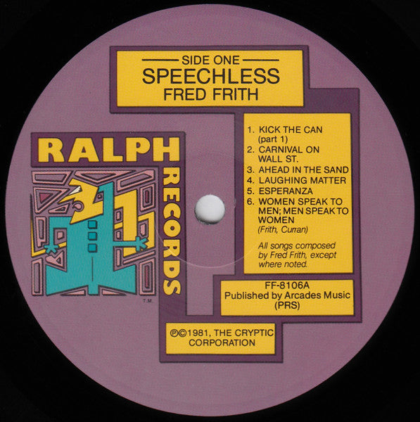 Fred Frith : Speechless (LP, Album)