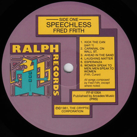 Fred Frith : Speechless (LP, Album)