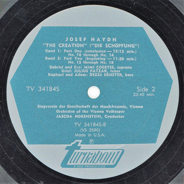 Joseph Haydn, Wiener Singverein, Wiener Volksopernorchester, Jascha Horenstein : The Creation "Die Schöpfung" • An Oratorio (2xLP)