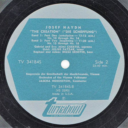 Joseph Haydn, Wiener Singverein, Wiener Volksopernorchester, Jascha Horenstein : The Creation "Die Schöpfung" • An Oratorio (2xLP)