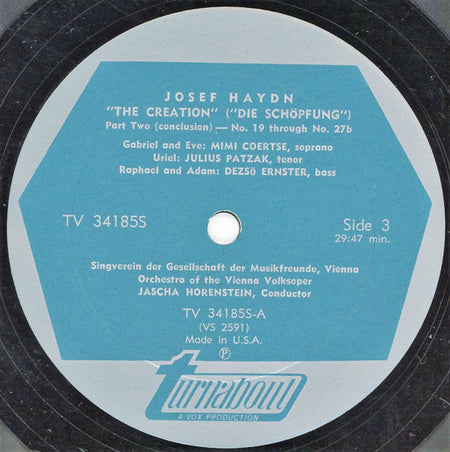 Joseph Haydn, Wiener Singverein, Wiener Volksopernorchester, Jascha Horenstein : The Creation "Die Schöpfung" • An Oratorio (2xLP)