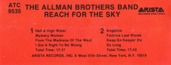 The Allman Brothers Band : Reach For The Sky (Cass, Album)