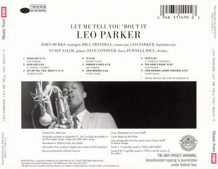Leo Parker : Let Me Tell You 'Bout It (CD, Album, RE, RM)