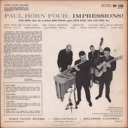 Paul Horn Four* : Impressions! (LP, Album)