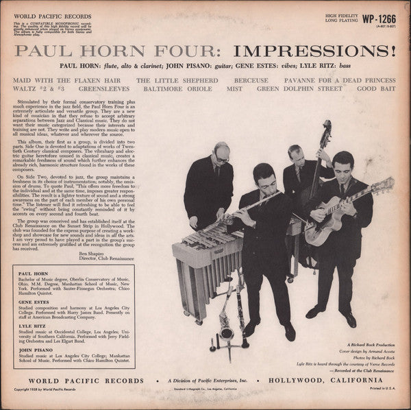 Paul Horn Four* : Impressions! (LP, Album)